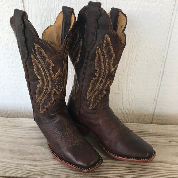 Justin Modified Wide Calf Womens Brown Goatskin Leather Boots 6.5 B L2680 USA - Picture 1 of 13